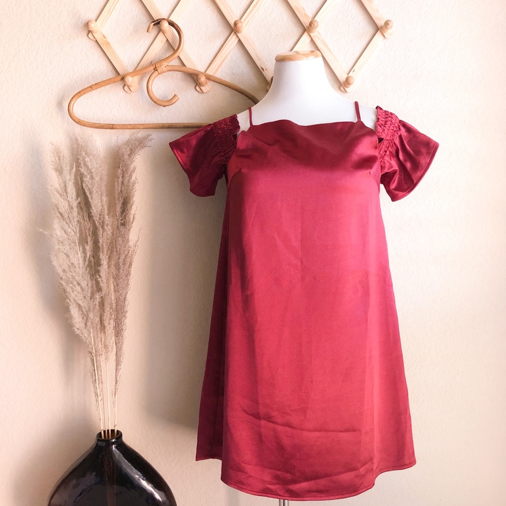 Kimchi Blue Satin Cold Shoulder Dress